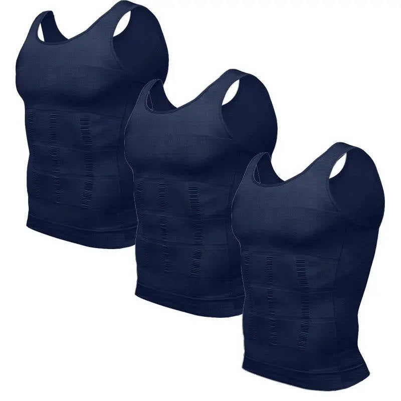 Mens Compression Tank Top with Moisture Wicking and Back Support, 3 Pack