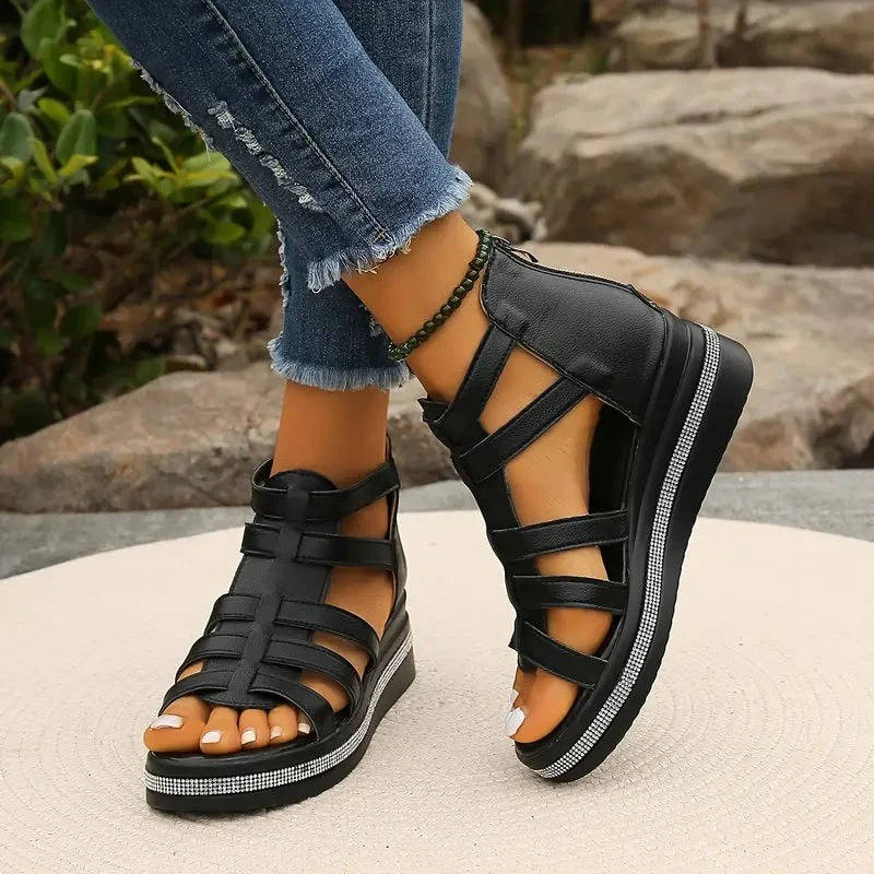 Rhinestone Comfort Sandals, Supportive Fashion Sandals for Walking and Daily Use