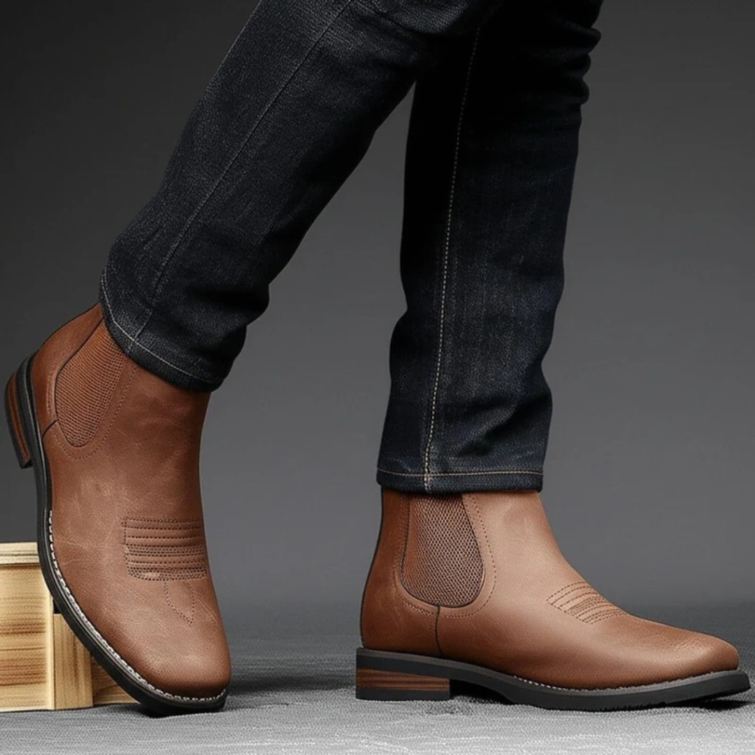 Men's Slip On Chelsea Boots with Contoured Footbed and Grip Sole, Synthetic Upper