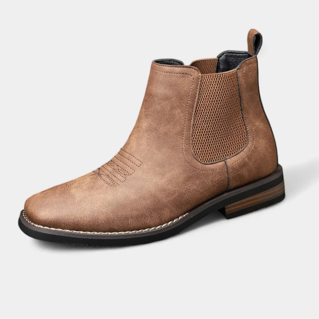 Men's Slip On Chelsea Boots with Contoured Footbed and Grip Sole, Synthetic Upper