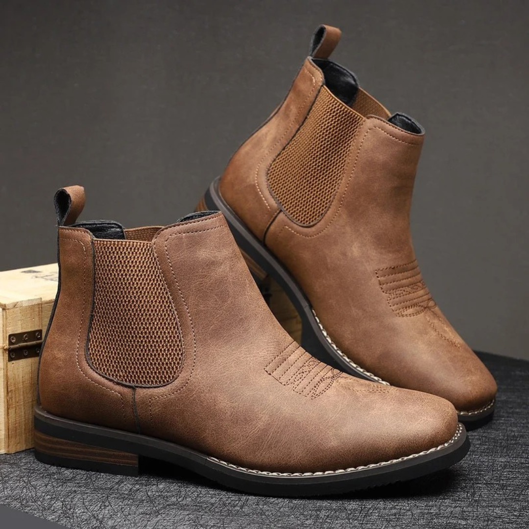 Men's Slip On Chelsea Boots with Contoured Footbed and Grip Sole, Synthetic Upper