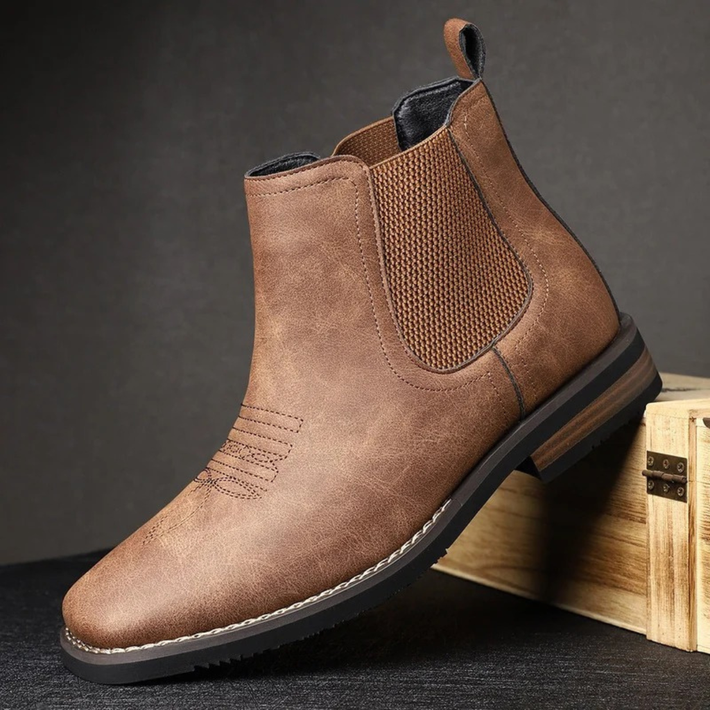 Men's Slip On Chelsea Boots with Contoured Footbed and Grip Sole, Synthetic Upper