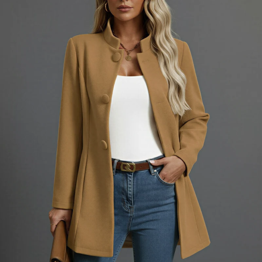 Women's Long Trench Coat with Classic Cut for Office and Travel