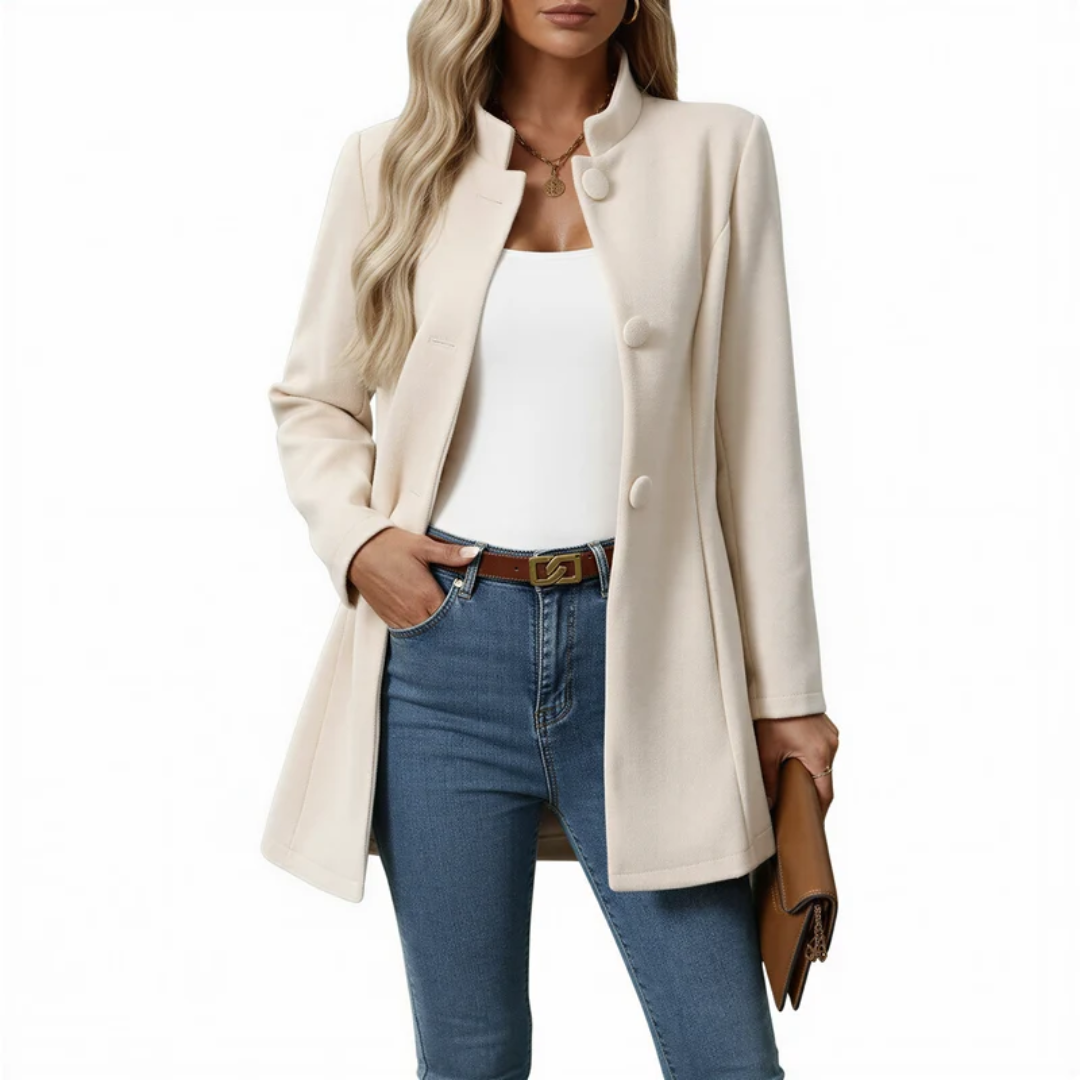 Women's Long Trench Coat with Classic Cut for Office and Travel