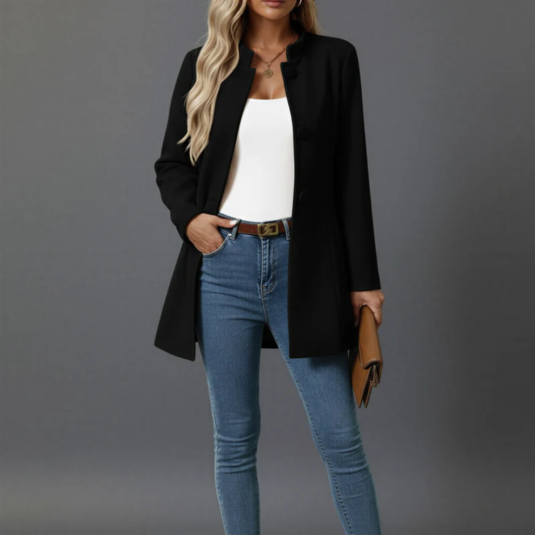 Women's Long Trench Coat with Classic Cut for Office and Travel